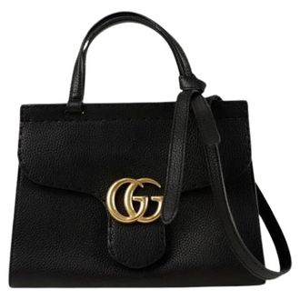 Gucci Pre-owned Handbags, female, Black, Size: ONE SIZE Pre-owned GG Marmont Mini Top Handle Tote Shoulder Bag