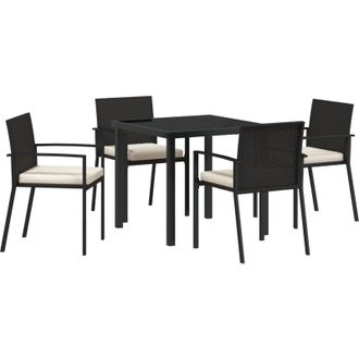 vidaXL Conjunto De Comedor De Jard&iacute;n 5 Pcs Negro Polirat&aacute;n Vidaxl