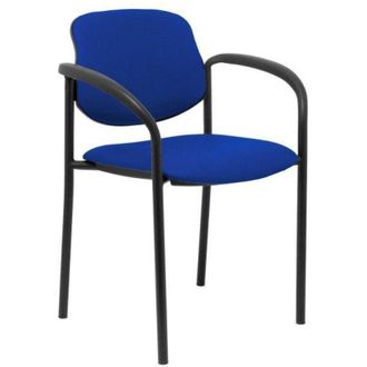 Piqueras y Crespo Piqueras Y Crespo - Villalgordo Silla Confidente De 4 Patas, Con Brazos Y Estructrua Negra Tejido Similpiel Azul