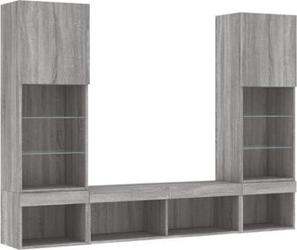 vidaXL Vidaxl - 5 Piece tv Wall Units with led Grey Sonoma Engineered Wood