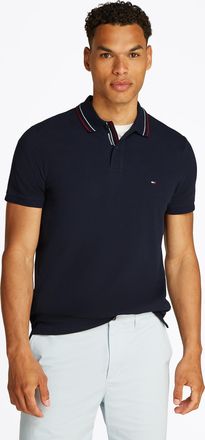 Tommy Hilfiger Poloshirt TOMMY HILFIGER PLACKET INTEREST REG POLO, Herren, Gr. 3XL, blau (desert sky), Jersey, Obermaterial: 96% Baumwolle, 4% Elasthan, Rippb&uuml;ndchen