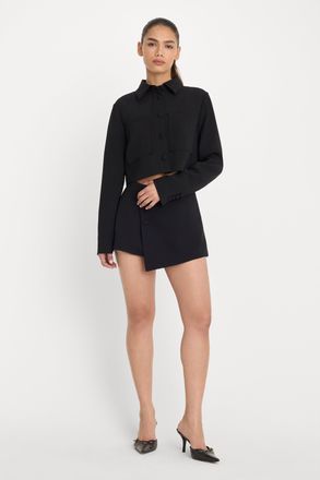 Good American Womens Cropped Jacket | Black, Size Medium | Good American by Khlo&Egrave; Kardashian