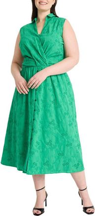 Maggy London Eyelet Front Wrap Sleeveless Maxi Dress in Jelly Bean at Nordstrom, Size 14W