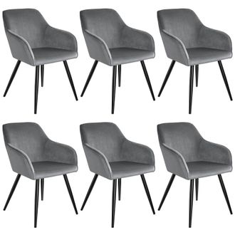 TecTake Dining Chair Marilyn Set Of 6 - Grey/Black in Grey | Size: 6 Pack