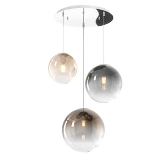 Top-Light Sosp. Cromo 3 Luci Tondo Vetri (1 Piccolo Ambra+1 Medio Fume+1 Grande Bronzo) 1194cr-s3 Tmix-mc