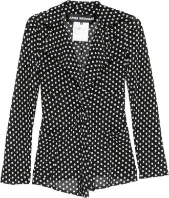 Junya Watanabe Light Jackets, female, Black, Size: M Polka-dot Ruffled Jacket
