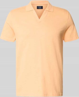 Mc Neal Slim Fit Poloshirt mit V-Ausschnitt in Lachs, Gr&ouml;&szlig;e XXXL