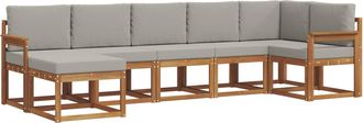 vidaXL Conjunto De Sof&aacute;s De Exterior 7 Uds. Gris Natural Y Claro Vidaxl