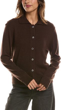 Fort&eacute; Cashmere Rib Trim Wool & Cashmere-Blend Polo Cardigan