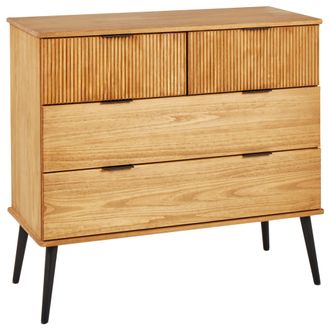 Beliani C&oacute;moda De Madera Moderna De Pino 4 Cajones Madera Clara Timmins