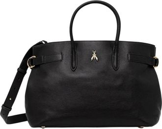 Patrizia Pepe Nieuwe Zakelijke Leren Tote - Dames - Handtassen - Zwart - ONE Size - Leer - Tassen