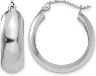 Diamond2Deal 10k White Gold Round Shape Huggie Hoop Earrings