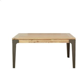 Robin des Bois Mesa cuadrada de acacia y metal con 1 extensi&oacute;n para 10 negra