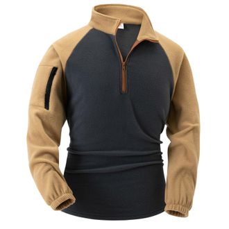 Generic Fleece Pullover Men | Half Zip Military Sweatshirt | Tactical Fleece Jackets Outdoor Combat Pullover Tops Polo Neck Long Sleeve Sweatshirts Windproof 