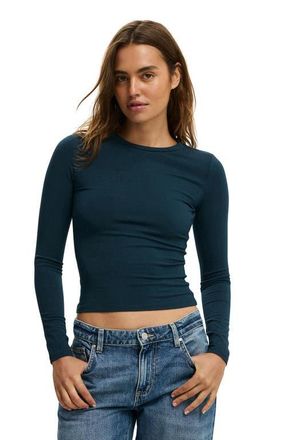 Cotton On Womens All Day Crew Long Sleeve in Evergreen at Nordstrom, Size X-Small