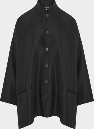Eskandar Wide A-Line Mandarin Jacket - Long Length
