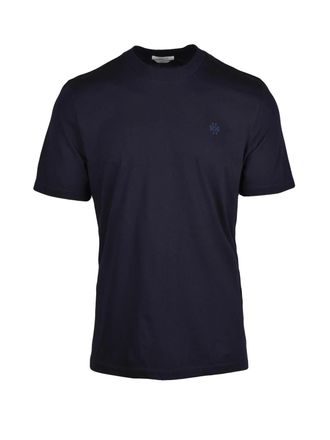 Jacob Cohen Minimalist Blue Cotton T-Shirt With Subtle Embroidered Logo