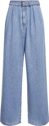 Dries Van Noten Geplooide Wide-Leg Jeans - Heren - Loose Fit Jeans - Blauw - L - Katoen - Jeans