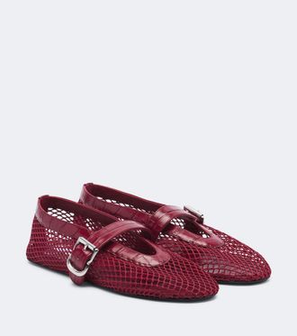 Alaia Ala&iuml;a Croc-effect fishnet ballet flats