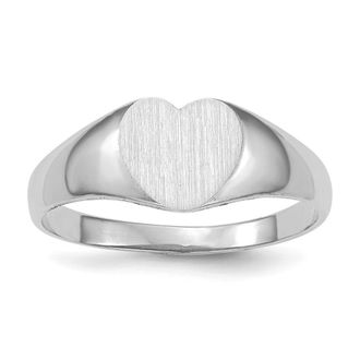Diamond2Deal 14k White Gold Closed Back Heart Signet Ring
