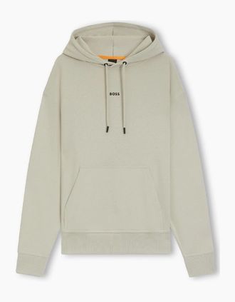 HUGO BOSS Mens Contrast Logo Hoodie - Cream - Size: 36