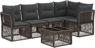 vidaXL Conjunto De Sof&aacute;s De Jard&iacute;n 6 Uds. Gris Rat&aacute;n Sint&eacute;tico Vidaxl