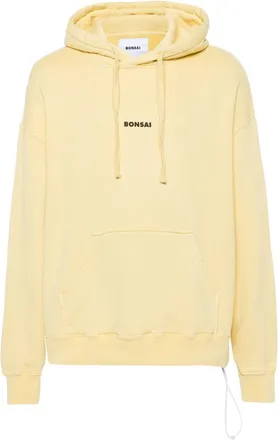 BONSAI logo-print hoodie - men - Cotton - S - Yellow
