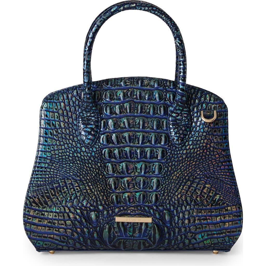 Brahmin Small Finley Croc Embossed Leather Satchel in Black at