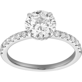 LuvMyJewelry Amore 14K Gold Round Cut Lab Grown Diamond Hidden Halo Engagement Ring - 1.95 Ct in 14K White Gold at Nordstrom, Size 5.5