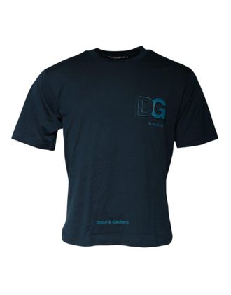 Dolce & Gabbana Mens Blue Logo Crew Neck Short Sleeves T-Shirt Cotton
