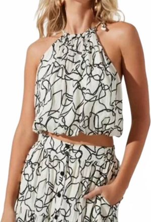 Astr Cecile Top In White Black Sketch