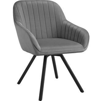 TecTake Silla de comedor giratoria 360&ordm; de terciopelo 58x58x82 cm gris