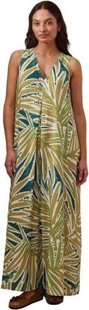 Celtic & Co. Sleeveless V-Neck Linen Maxi Dress in Palm Print at Nordstrom, Size 10
