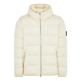 Stone Island Compass Patch Zip-Up Puffer Jacket Beige 791543728-V0097