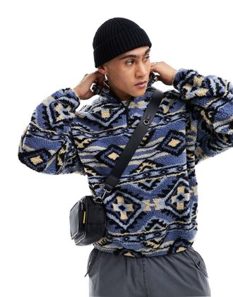 Jack & Jones Pile pesante blu azteco con zip corta