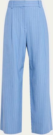 Veronica Beard Heyser Pinstripe Wide-Leg Pants