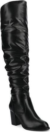 Journee Collection JOURNEE Kaison Ruched Tall Boot - Extra Wide Calf in Black Pu at Nordstrom Rack, Size 6.5 Ext Calf