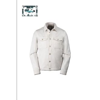 Moorer MenS Cream Button-Up Jacket With Pockets, Size 50