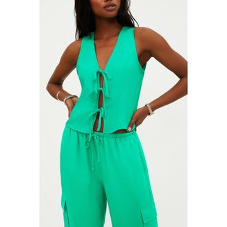 Beach Riot Arlowe Tie Front Vest in Mediterranean Mint at Nordstrom Rack, Size X-Large