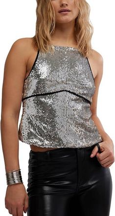 Free People James Sequin Tank Top Womens Clothing Silver Combo : MD (Womens 8-10), Elastane/Nylon