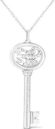 House of Brilliance 925 Sterling Silver Diamond Accent Zodiac Key 18 Pendant Necklace in Scorpio at Nordstrom