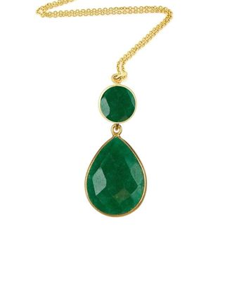 Liv Oliver 18K Platedtreated Emerald Layer Drop Necklace