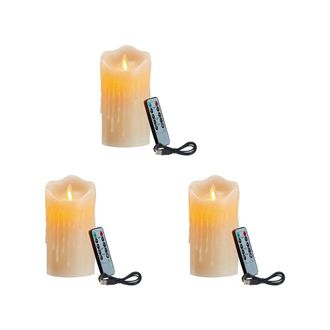 OEM 3 Velas Led, Velas Parpadeantes Sin Llama, Velas Recargables, Velas De Cera Aut&eacute;ntica Con Mando A Distancia, 15 Cm