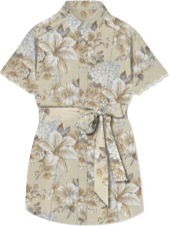 MC2 Saint Barth Bloemen Linnen Tuniekjurk - Dames - Overhemden - Veelkleurig - L - Linnen - Overhemden