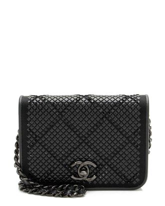 Chanel Black Crystal Satin Mini Chain Crossbody (Authentic Pre-Loved)