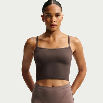 Nike Womens SKIMS Ribbed Seamless Cami Tank Top in Brown | IR4992-249