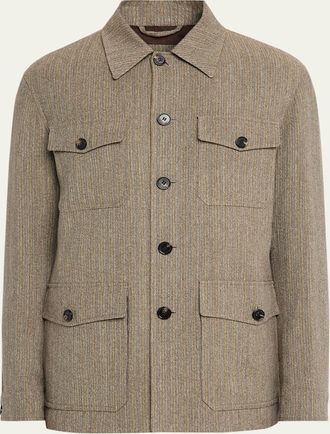 Loro Piana Mens Piers Linen and Virgin Wool Field Jacket