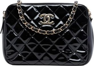 Chanel Pre-owned Quilted Patent Leather Shoulder Bag - Dames - Vintage Schoudertas - Zwart - ONE Size - Leer - Vintage