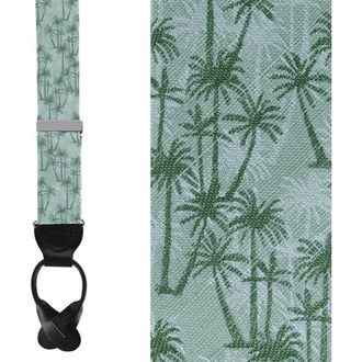 Trafalgar Store Nohea Palm Tree Linen Blend Novelty Button End Suspenders in Green at Nordstrom