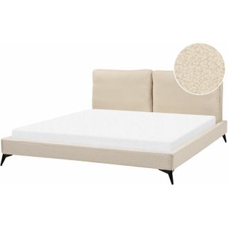 Beliani Beliani - Letto imbottito moderno in boucl&egrave; beige 180 x 200 cm con rete a doghe Melle